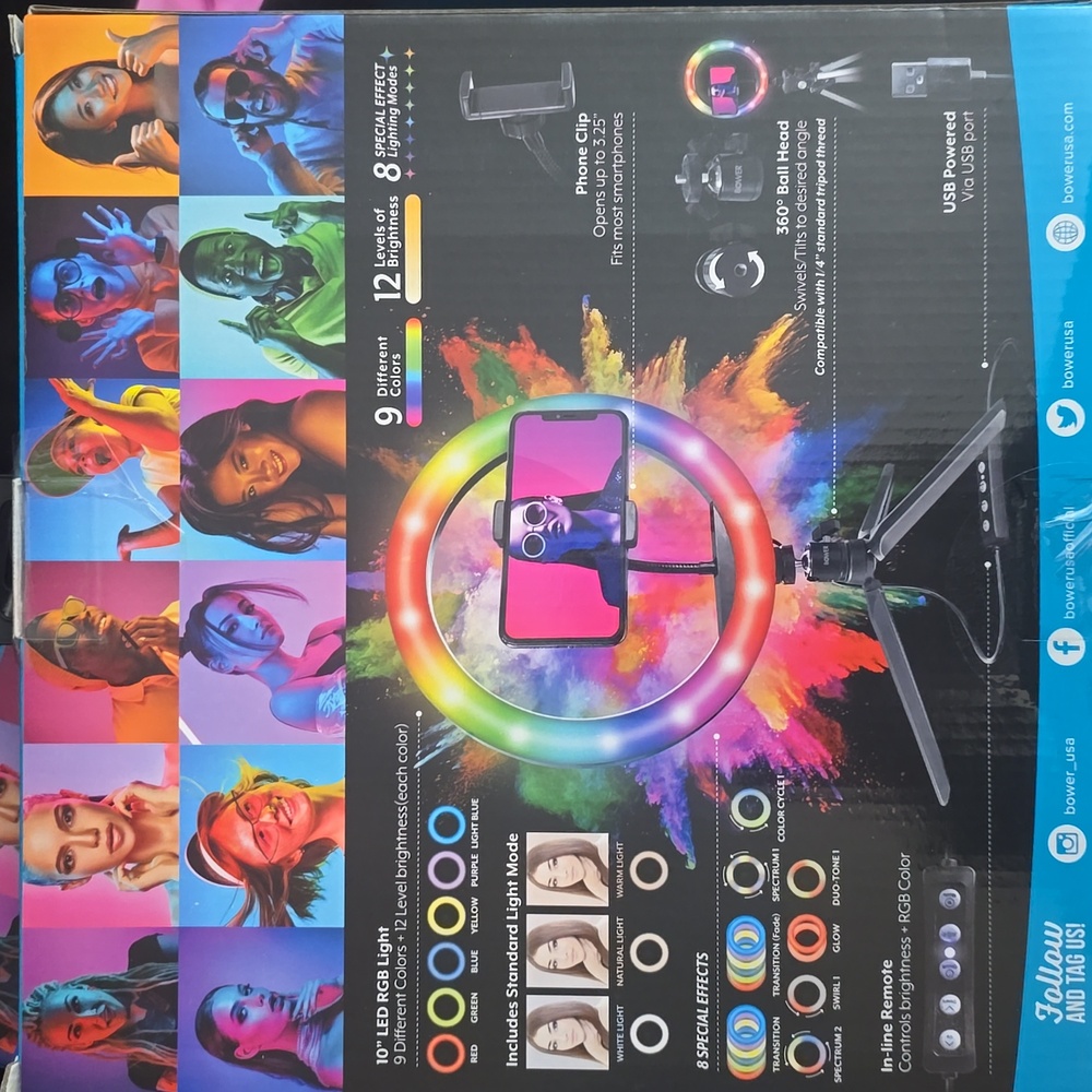 Table Top✨️Bower 10"RGB Ring Light Kit with Remote - Picture 2 of 2